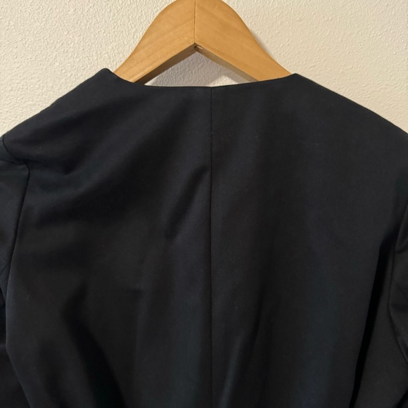 Vintage Sandro Malena Trench Coat Black Belted Twill Cotton Flap Lapel-36 - Picture 9 of 15